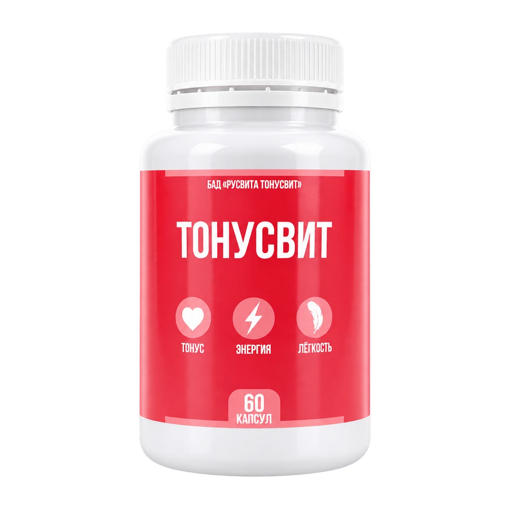 Белая упаковка ТонусВит Сердце с красной этикеткой, 60 капсул